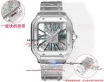 Perfect replica of Cartier Santos skeleton Swiss automatic mechanical stainless steel watch 